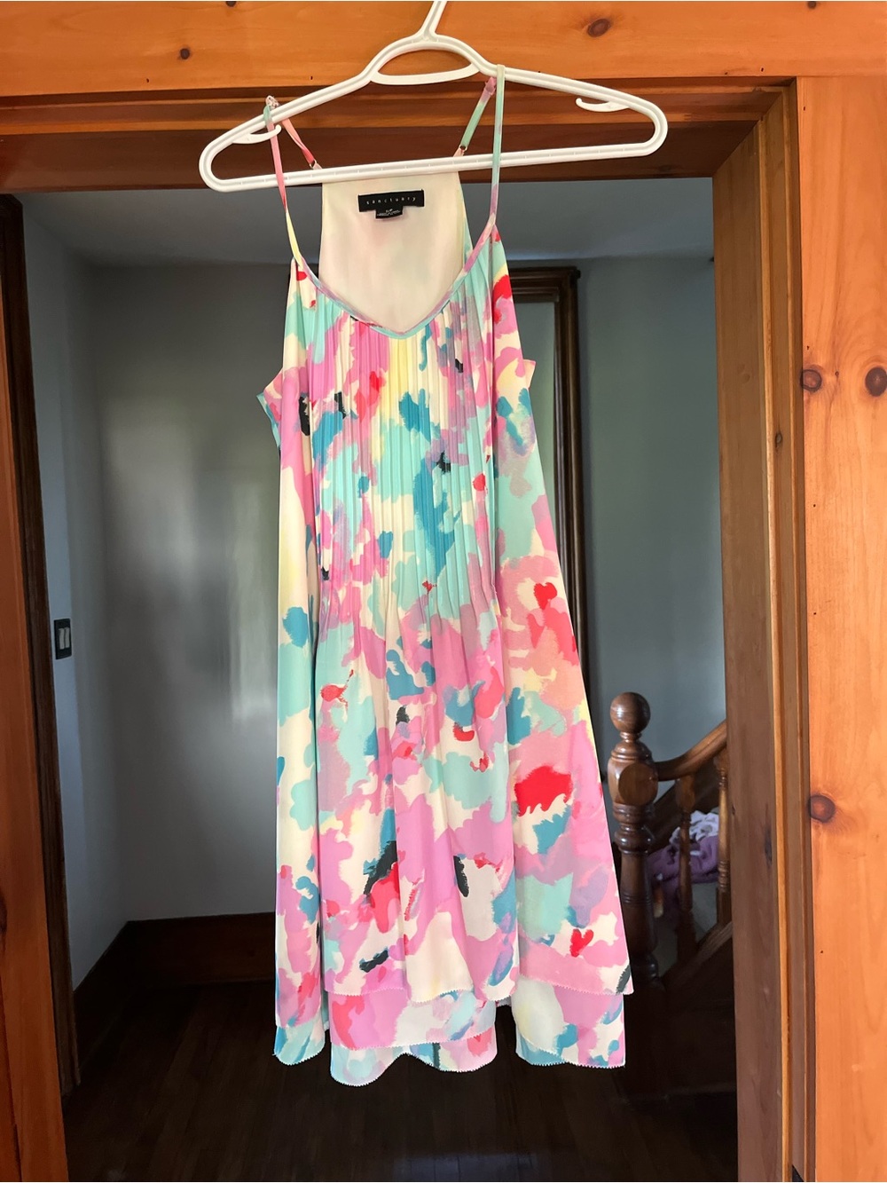 Sanctuary Multicolor Floral Pleated Spaghetti Strap Dress